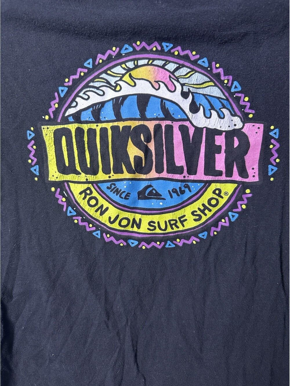 Quiksilver Ron Jon Surf Shop T Shirt Mens Medium Black Surf Skate Graphic Tee